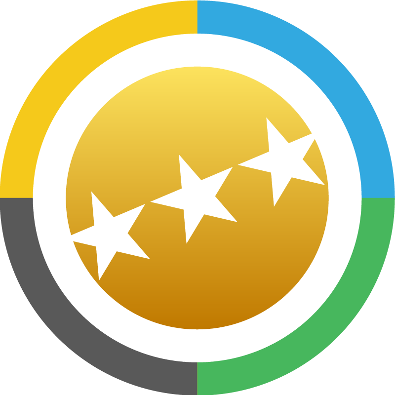 A yellow circle with four stars in it.