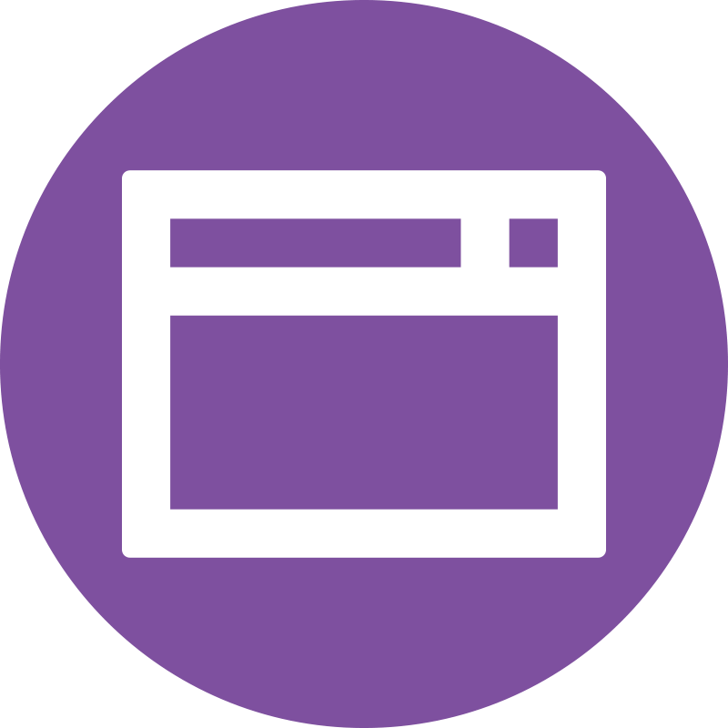 A purple circle with an icon of a web browser.